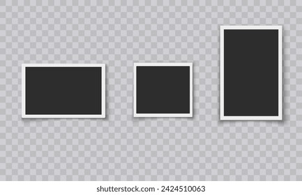 Vector photo Frames: Realistic Photo Templates with Shadows. Vintage Card Set for Stock Use. Vector Illustratios on transparent background.Png 	