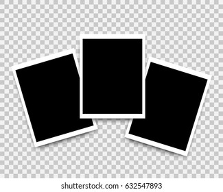 Vector Photo frames set mockup design. White border on a transparent background