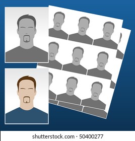 Vektorfoto-Symbole mit unterschiedlichen Gesichtern für Dokumentation