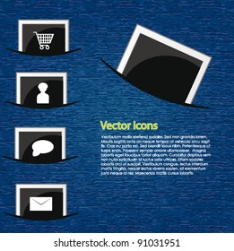 Vector photo icons and frame for website design