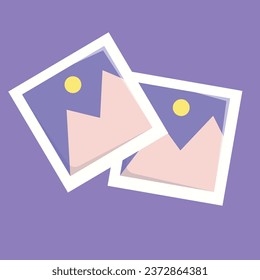 Imagen de imagen vectorial e icono vectorial de tarjeta de imagen de fotografía marco de estilo plano.