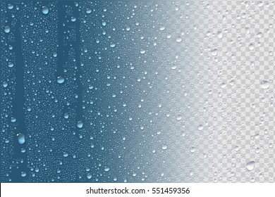 Vector Photo Realistic Image Of Raindrops Or Vapor Trough Window Glass 