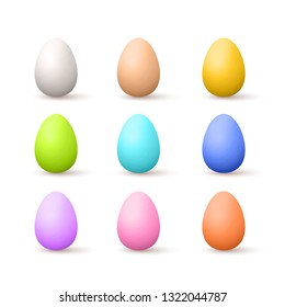 Vector Photo Realistic Natural And Painted Easter Eggs Illustration Isolated On White