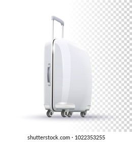 Vector Photo Realistic White Blank Suitcase Layout On Transparent Background