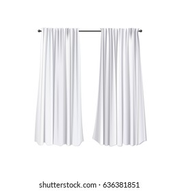 Vector Photo Realistic White Blank Curtains Template