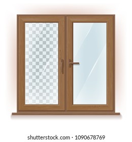 Vector Photo Realistic Wooden Window With transparent Glass