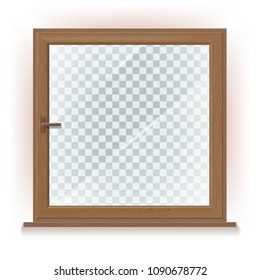 Vector Photo Realistic Wooden Window With transparent Glass