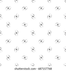 Vector photocamera logo with hands seamless pattern. Photography and photo studio hand drawn design, signs, logos, identity, badges, branding objects for business. Black sketch on white background.