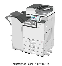 Vector  Photocopier And Printer ,vector Illustration  Printing Machine , Machine Ricoh  , Vector Icon Photocopier Detailed, Vector  3d