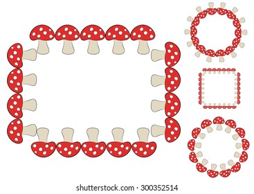 Vector photoframework from red poisonous fly agarics