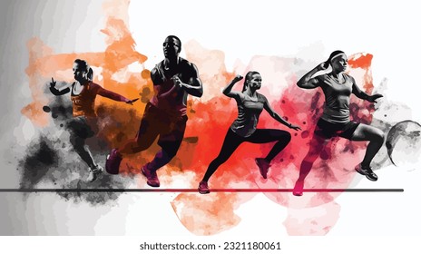 Vector Photograph of Athletes Training

