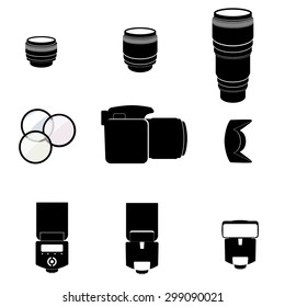 vector photographer accessory icon set