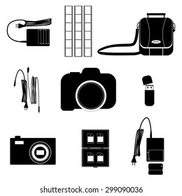 vector photographer accessory icon set