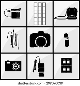 vector photographer accessory icon set