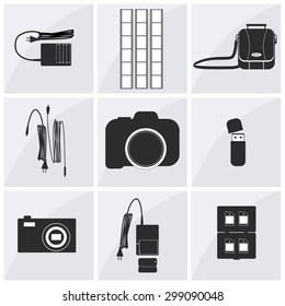 vector photographer accessory icon set