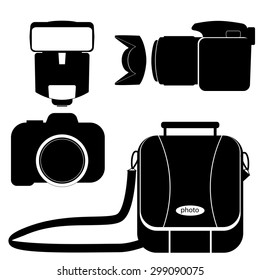 vector photographer accessory icon set
