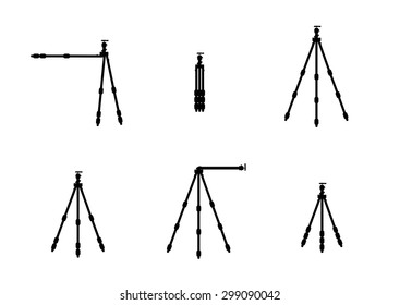 vector photographer accessory tripod icon set