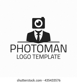 Vector photographer Design Element in Vintage Style for Logotype, Label, Badge and other design. Vector logo template for Photographer, photo studio.
