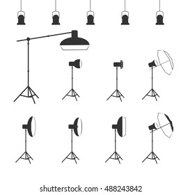 Vector Photographer Studio Lighting Equipment Icon 