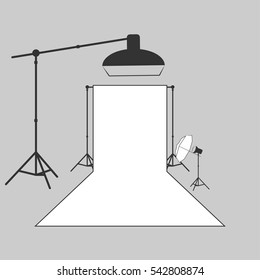 vector photographer studio lighting equipment icon