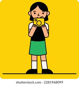 Vector photographer worker picture camera character illustration