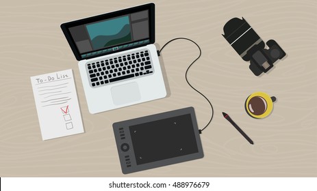 Vector photographer workspace