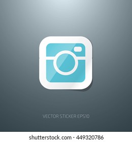 Vector photographic camera glossy paper sticker icon