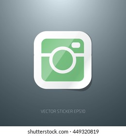 Vector photographic camera glossy paper sticker icon