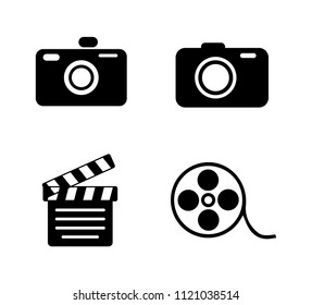 Vector Photography Camera Icons Set - Digital Film Equipment, Multimedia Icons