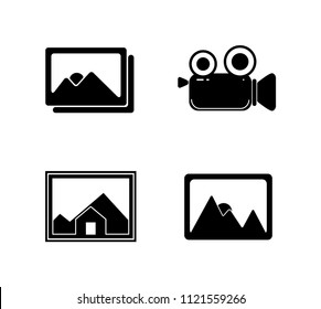 vector photography camera icons set - digital film equipment, multimedia icons