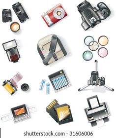 Vector photography equipment icon set