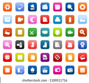 vector Photography icons set - digital photo camera equipment, digital film symbol