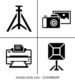 vector Photography icons set - digital photo camera equipment, digital film symbol