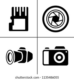 vector Photography icons set - digital photo camera equipment, digital film symbol