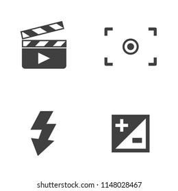 Vector Photography Icons Set - Digital Photo Camera Equipment, Digital Film Symbol