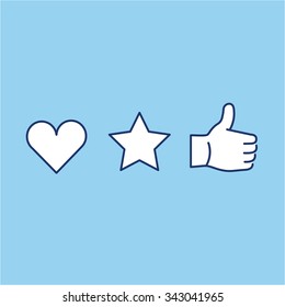 vector photography labels for favorie pictures linear icon and infographic | illustrations of gear and equipment for professional photographers and amateurs isolated on blue background