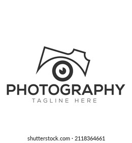 Diseño del logotipo de fotografía vectorial. Resumen del diseño del icono de la cámara.
