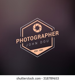 Vector Photography Logo Design Template. Retro Badge or Label.  Photographer