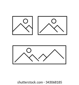 vector photography and picture canavas formats from square to panorama linear icon and infographic | illustrations of gear and equipment for photographers black isolated on white background