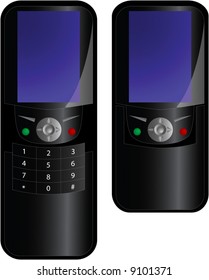 Vector photorealistic illustrations of a color cellphones-slider, open