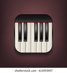 Vector photorealistic piano keyboard icon. Design template, EPS10 illustration.