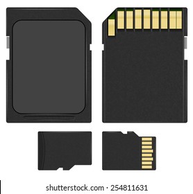 Vector photorealistic SD and MicroSD cards illustration, isolated on white