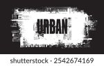 vector phrase urban, street art in grunge style on background of spots and geometric shapes from elements of big city architecture. suitable for logo, t-shirt design