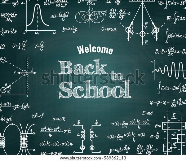 Vector Physical Back School Green Chalkboard Stock Vector Royalty Free