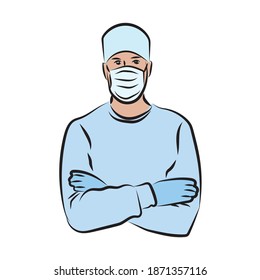 vector physician doctor in mask