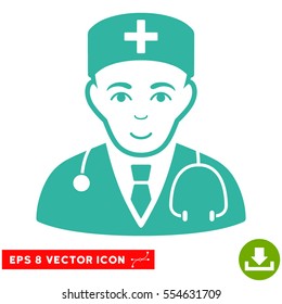 Vector Physician EPS vector pictogram. Illustration style is flat iconic cyan symbol on a transparent background.