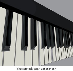 
vector piano close up illustration