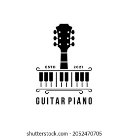 vector piano guitar logo template simple design