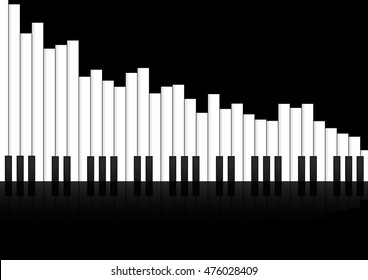 Vector : Piano keyboard with bar graph concept on black background