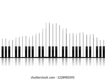 Vector Piano keyboard equlizer concept on white background